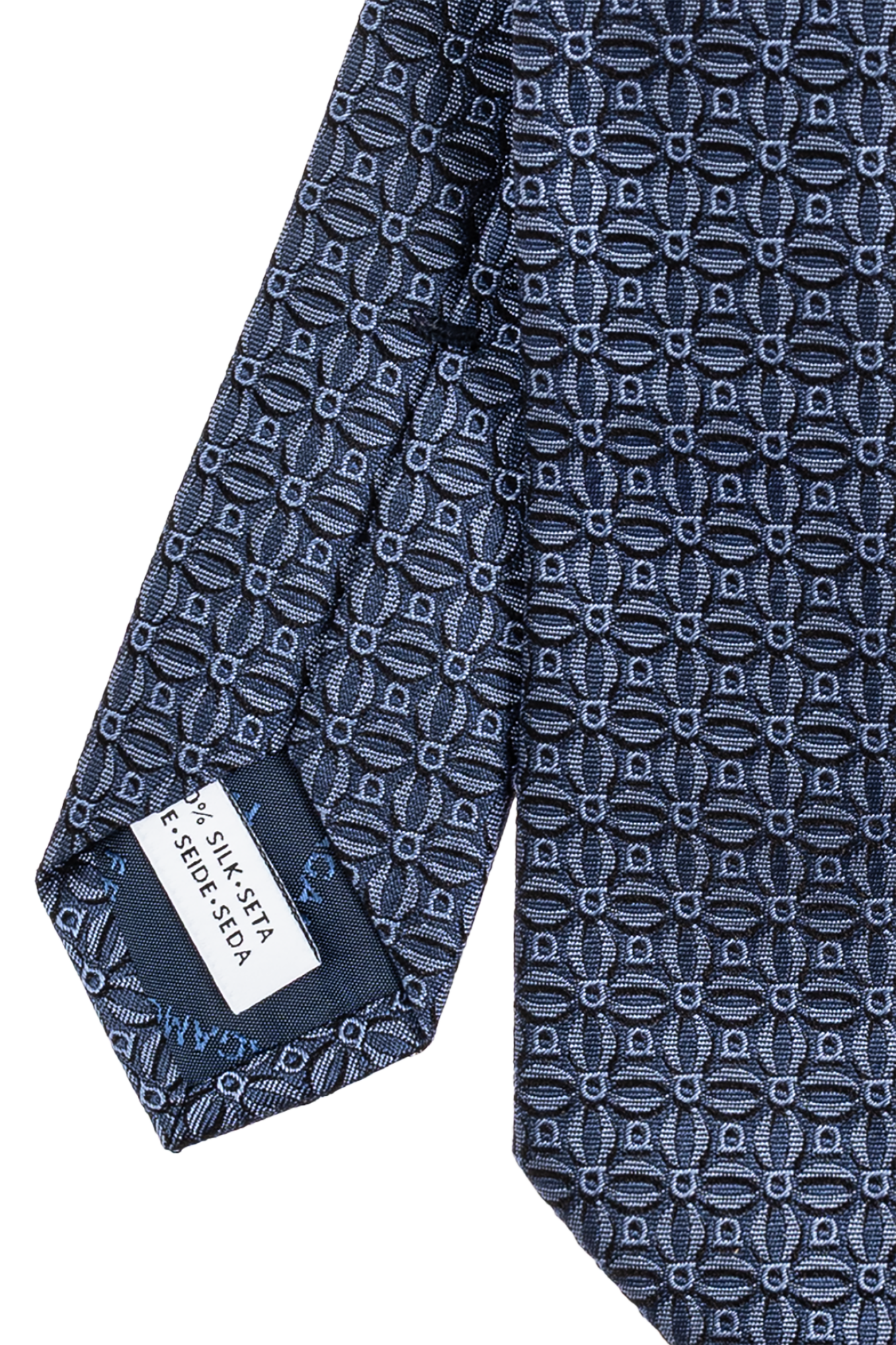 アクセサリーその他 FERRAGAMO NAVY BLUE SILK TIE Silk Print Tie in Navy/Sky Arctic Fox | Shop Sid Mashburn